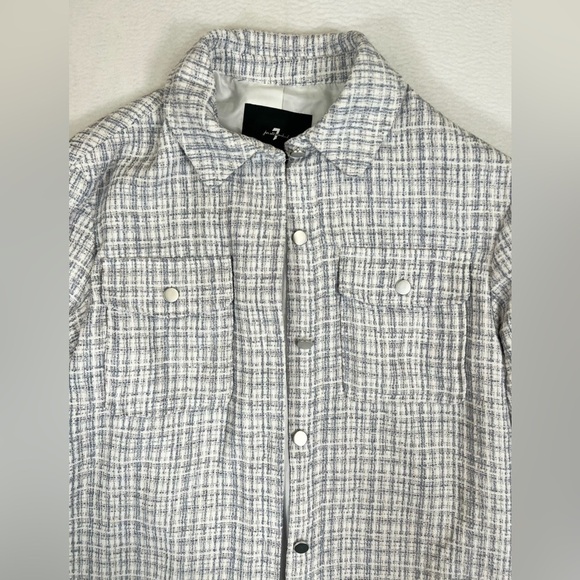 7 FOR ALL MANKIND Tweed Shacket Oversized Fringe Cowgirl Streetwear Preppy S - Picture 6 of 11